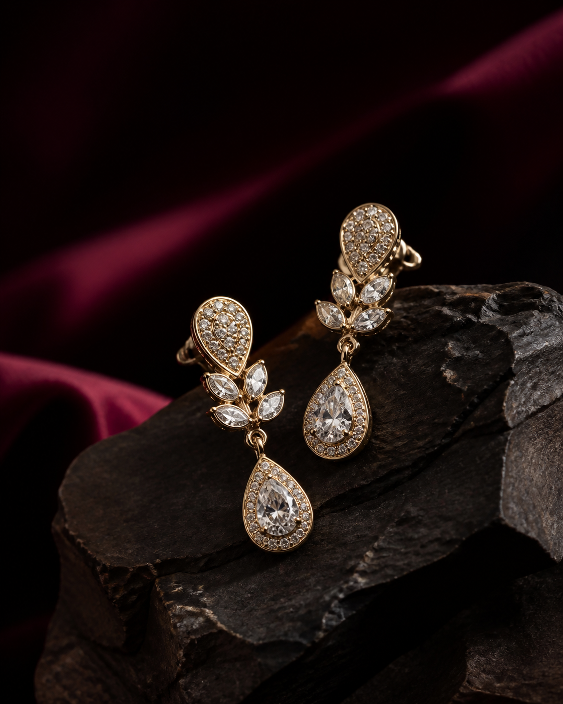 Gold and diamond earrings